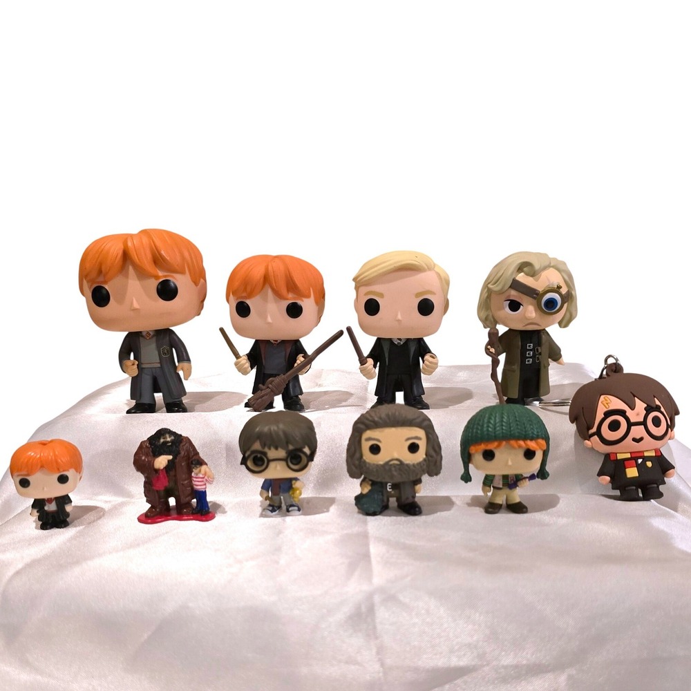 10pc Harry Potter Funko Figure Lot Ron Draco Hagrid Moody Vintage Mini Keychain